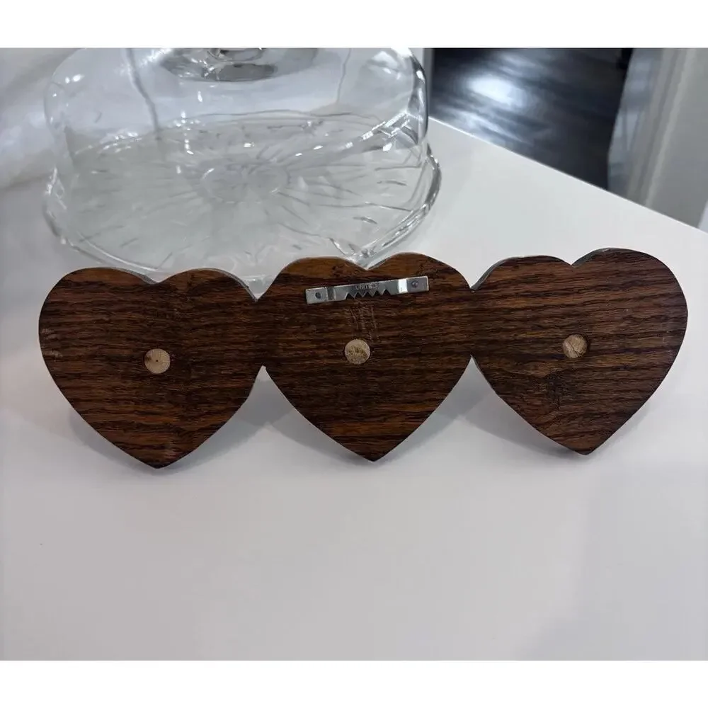 Vintage 3 Tier Wooden Heart Shape Shelf Pegs Cottagecore Grandma 12